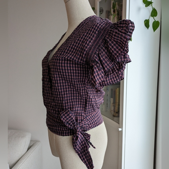 Madewell Flutter Sleeve Side-Tie Wrap Top - Picture 3 of 9